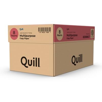 Quill Brand® 8.5" x 11" Multipurpose Copy Paper, 20 lbs., 94 Brightness, 500 Sheets/Ream, 8 Reams/Carton