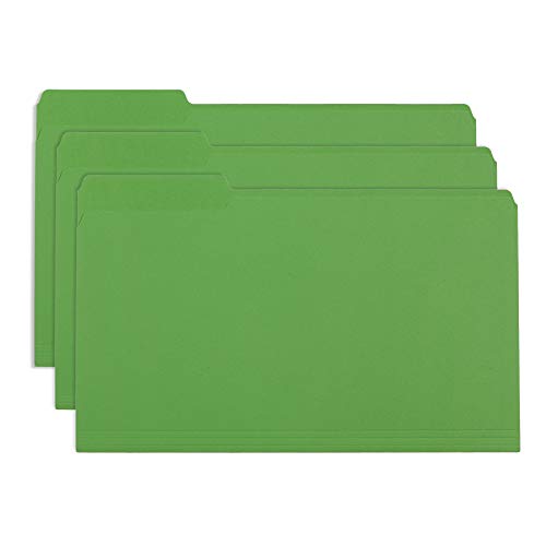 Blue Summit Supplies 100 File Folders, Legal Size, 1/3 Cut Tab, Green