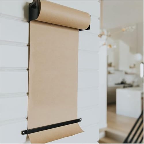 saditesdk Kraft Paper Roll Holder & Dispenser Wall Mounted Kraft Paper Roll Holder Dispenser, Hanging Note Paper Roll Cutter for Art Room/Home/Office/Kitchen/Store Wall Mount Note ，37cm/14.6inch Wide