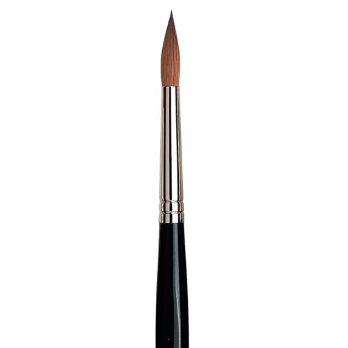 da Vinci Watercolor Series 36 Paint Brush, Round Russian Red Sable with Black Handle, Size 8