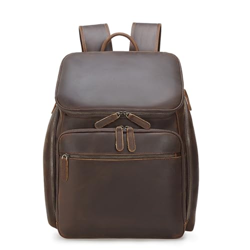 AODFDSJH Laptop Backpack Genuine Leather Casual Travel Daypack Hiking Bag Camping Rucksack