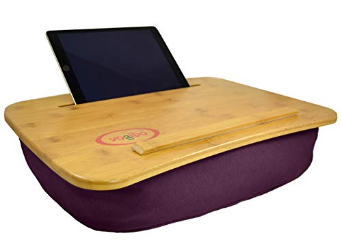 Yogibo Traybo 2.0 Lap Desk, Bamboo Top Lap Desk With Pillow for Laptop Built in Slot for Tablet or Phone, Lap Pad for Working, Reading, Writing, Lap Board, Purple