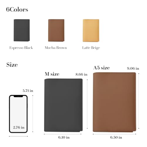 Vegan Leather Book Cover, 2 Pockets | Common Nuovo (Espresso Black, M)