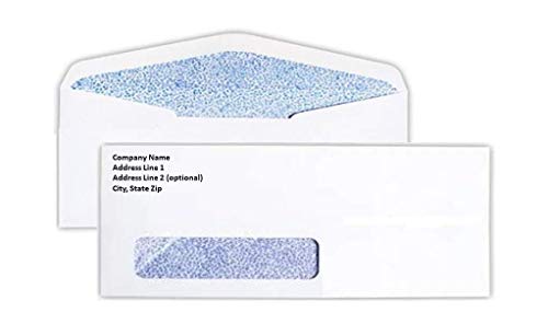 Custom Printed #10 Security Envelopes Window- Bright White Wove #10 24 Smooth Finish Professionally Printed (1000)