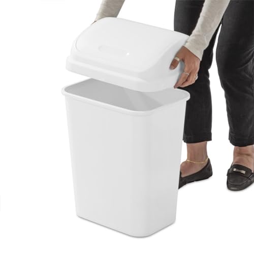 Sterilite Swing Top Wastebasket, Trash Can, 7.8 Gallon, White, 18-Pack