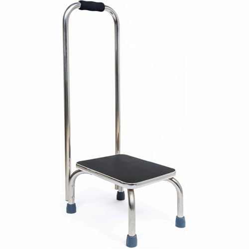 BodyMed Heavy-Duty Foot Step Stool with Handle and Non-Slip Rubber Platform for Seniors & Adults – Holds up to 300lbs, 9 ½ in. Step Up, 18”L x 11.5”W x 34”H