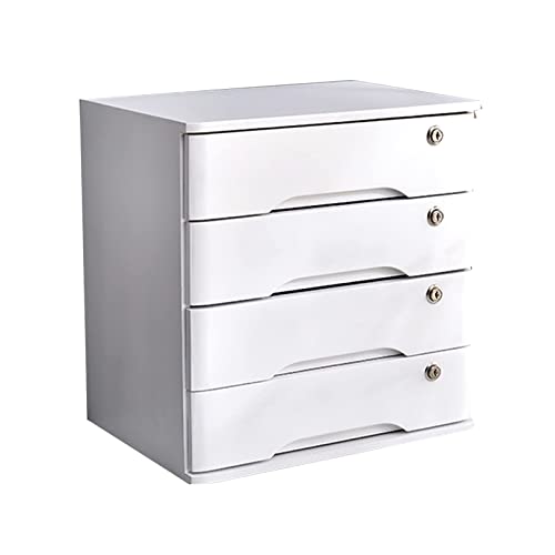 ARGENTFLUX Desktop Storage Box with Drawers-1/2/3/4 Tier with Lock Flat File Cabinet Storage,Wooden File Cabinet(A,4 Drawers)