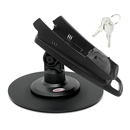 Discount Credit Card Supply Ingenico ICT 220/ICT 250 3" Latch and Key Lock Compact Pole Mount Terminal Stand with Round Freestanding Mobility Base Plate