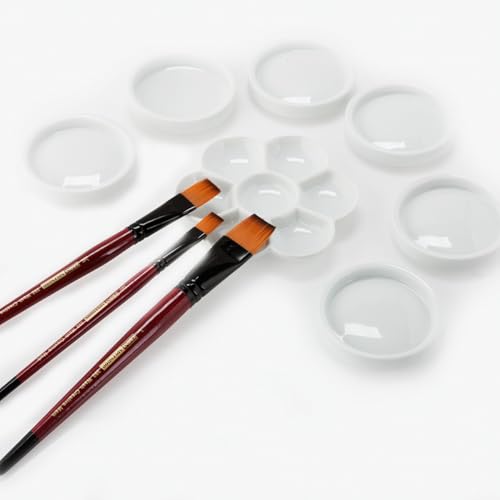Creative Mark Ebony Splendor Long-Handled Synthetic Sable Paint Brush, Bright Set of 7, Teijin Multi-Filament Hair, Handcrafted Synthetic Paint Brushes for Acrylic Painting, Watercolor Painting & More