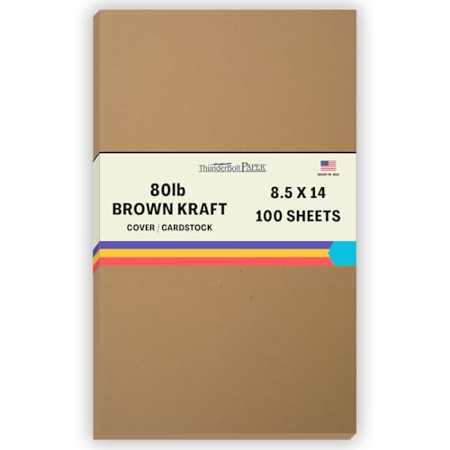 100 Brown Kraft Fiber 80# Cover Paper Sheets - 8.5" X 14" (8.5X14 Inches) Legal|Menu Size - Rich Earthy Color with Natural Fibers - 80lb/pound Cardstock - Smooth Finish