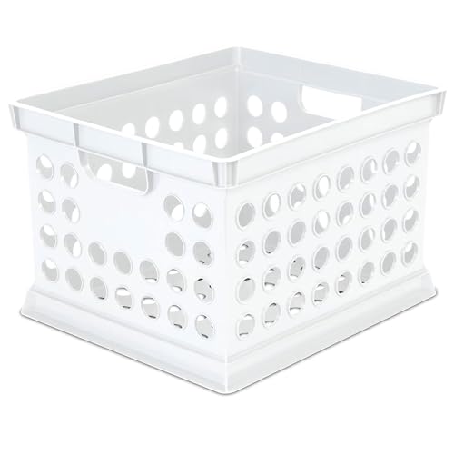 Sterilite Storage Crate Bin File Organizer for Home & Office,White, 18-Pack
