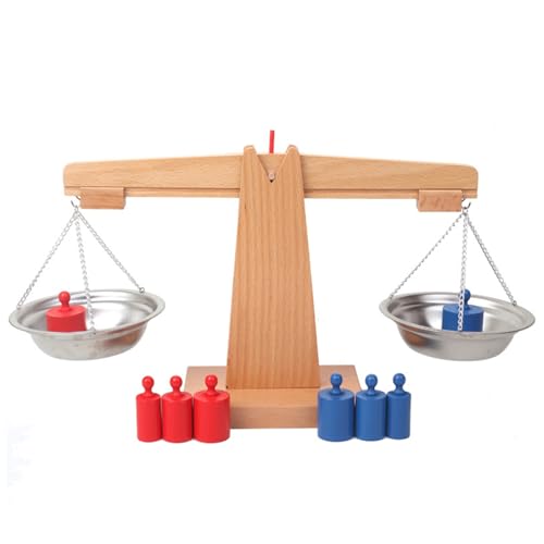 Balance Scale for Kids Natural Wooden Educational Colorful Teaching Interactive Math Toy Classroom
