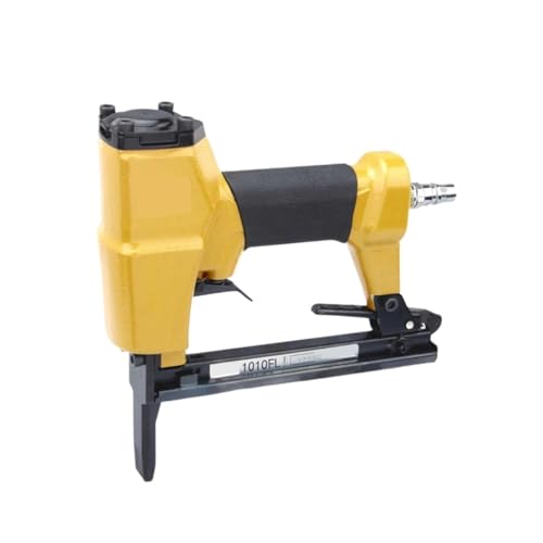 Oil-Free Pneumatic Staple Gun Heavy-Duty Stapler 1010FL Long Mouth Nail Gun Pneumatic Nail Gun Air Riveter Capcaity 140pcs for Furnish Making