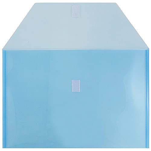 JAM PAPER Plastic Envelopes with Hook & Loop Closure - Legal Booklet - 9 3/4 x 14 1/2 - Blue - 12/Pack