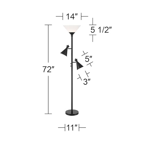Ballard 72" Tall Black Torchiere Floor Lamp with Side Lights