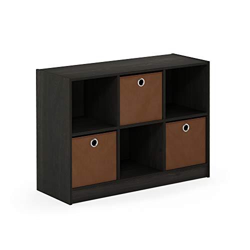 Furinno Basic 6-Cube Book Shelf with Open Shelf, 3 x 2, Espresso