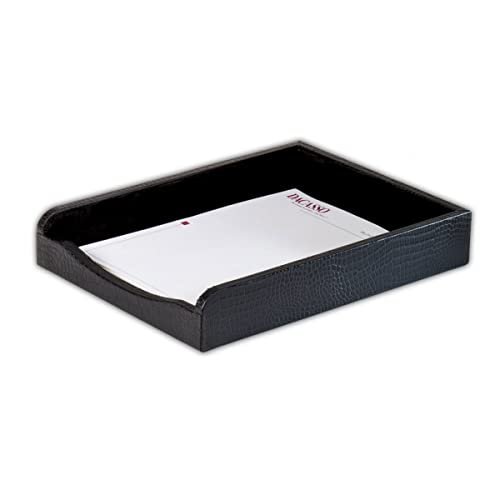Dacasso Black Crocodile Embossed Leather Desk Set, 3-Piece