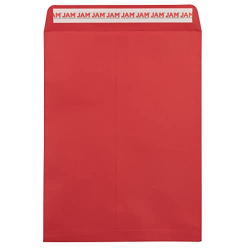JAM PAPER 9 x 12 Open End Colored Catalog Envelopes with Peel and Seal Closure - Red - Bulk 250/Box