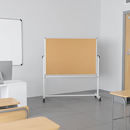 EMMA + OLIVER Reversible 53x59 Mobile Cork and Whiteboard
