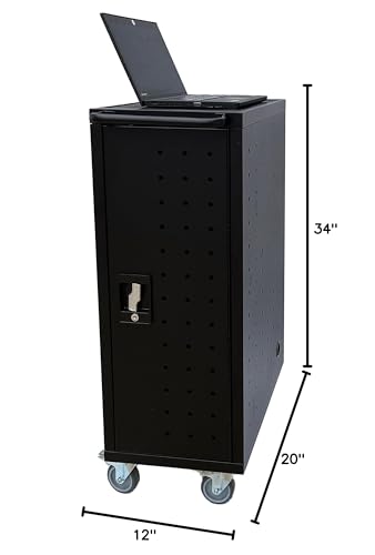 Workington 16-Bay Mobile School Charging Cart Station for Chromebook, Tablet and Laptop Computer with Power Strip Included, Assembly Required 1003