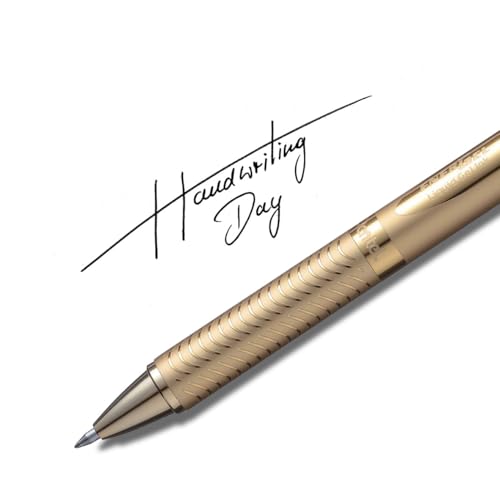 Pentel BL407 Energel Sterling, Gold Metal Barrel, Gel ink Rollerball, 0.7mm Tip, Black ink (Pack of 12)