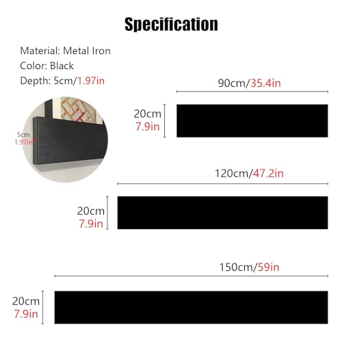 GTFDXJ 35 47 59 in Black Metal Magazine Rack Wall Mounted, Hanging File Brochure Storage Holder Comic Display Stand Book Shelf, Vertical Organizer for Home Office Reception Decor