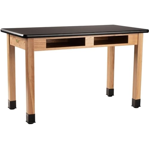 NPS 24x60 Modern Solid Wood Science Lab Table with HPL Top in Black