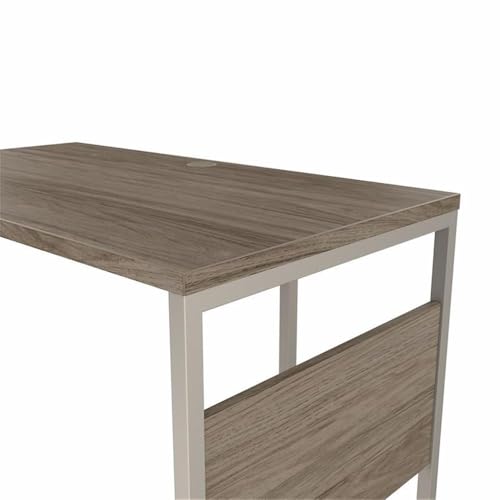 Pemberly Row 42W x 24D Desk Return/Bridge, Modern Hickory Engineered Wood, Built-in Wire Management Grommet, Sturdy Metal Legs, L or U Shaped Desk Attachment, Office Workspace Furniture