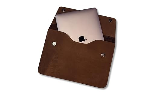 Handmade Leather MacBook Pro 16.2'' Sleeve, Nautical Marine Envelope Case-Tan