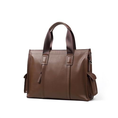 WSNHFUD Genuine Leather Men's Handbag Cowhide Computer Bag 14 Inch Business Large Capacity Crossbody Briefcase