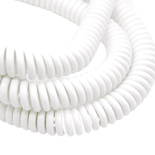 Coiled Curly Mains Flex Multicored Cable 2 Cores 18AWG 0.75mm² White