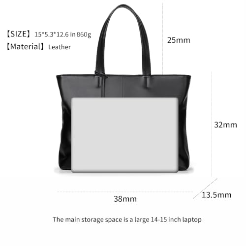 FSD.WG Men's Tote Bag,Business Bag, Leather Briefcase,Elegant Leather（PU）,Large Capacity,Black