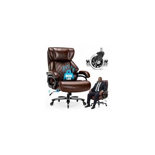 Qusaphy 800lbs Executive Chairs, Executive Desk Chairs with Adjustable Lumbar Support, Office Chair for Heavy People, Heavy Duty Office Chair with Quiet Rubber Wheel and Extra Wide seat