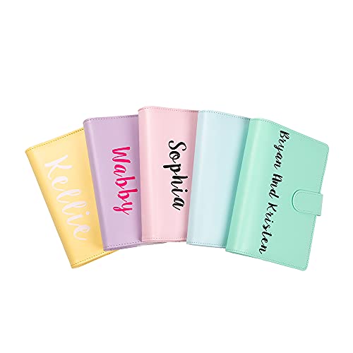 Custom Name PU Leather Notebook A6 Binder with 6 7 8 9 10pcs Plastic Binder Pockets,6 Rings Zipper Envelopes Budget Binder Planner System,Money Saving Organizer for Cash,5pcs Expense Budget Paper