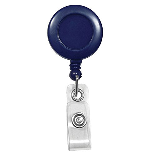 Bulk 100 Pack - Custom Badge Reels Retractable (Upload Your Logo) with Belt Clip - Personalized Full Color Print Dome Label - Company Badge Holders for Medical Staff, Office by Specialist ID (Blue)