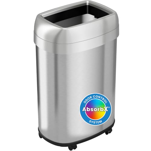 iTouchless 13 Gallon Open Top Trash Can/Recycling Bin w/Wheels & Filters