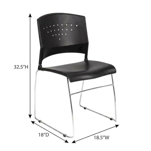 Bison office Polypropylene Stacking Chair with Chrome Sled Base, Stackable Chairs for Conference Room, Waiting Room or Lobby