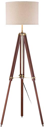 Cherry Wood Adjustable Height Surveyor Tripod 57 1/2" Tall Floor Lamp