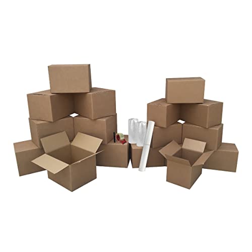 UBMOVE One BedRoom 18 Moving Boxes Basic Moving Kit: Boxes, Packing Supplies, & Tape, Brown Corrugated Boxes With Moving Supplies