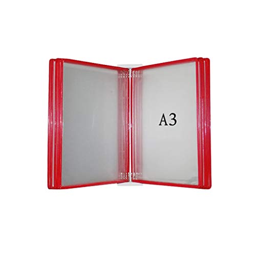 KGDJBGSE Wall Mounted File Holder For A3 Paper, 10 Page Flip Folder With Magnetic Display, Hanging Organizer For Office Wall