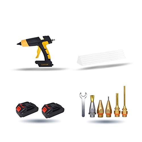LIBODD Hot Glue Gun Cordless Hot Glue Gun Tool with Digital Display Thermostat Replaceable Battery Use 11mm Glue Sticks Pure Copper Nozzle for DIY Arts, Crafts and Quick Repairs(Set-1)