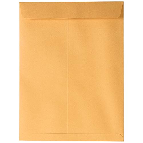 JAM PAPER 9 x 12 Open End Catalog Premium Envelopes with Peel and Seal Closure - Brown Kraft Manila - Bulk 500/Carton