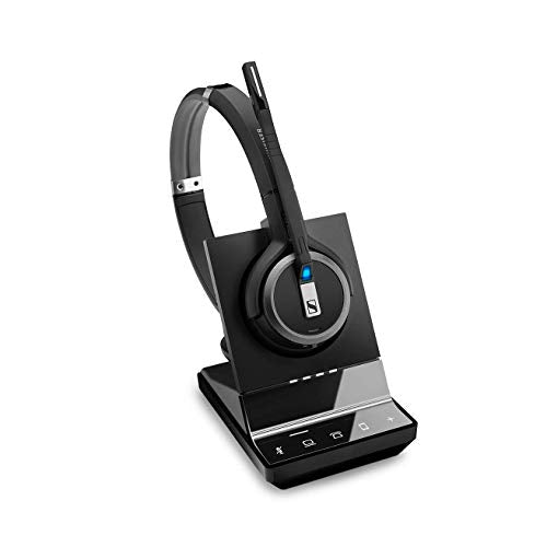 Sennheiser SDW 5066 (507024) - Double-Sided (Binaural) Wireless Dect Headset for Desk Phone Softphone/PC & Mobile Phone Connection Dual Microphone Ultra Noise Cancelling, Black