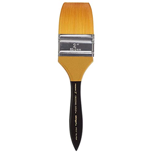 KINGART Premium Original Gold 9750-2 Sky WASH Series Artist Brush, Golden Taklon Synthetic Hair, Short Handle, Watercolor, Acrylic and Gouache Painting, Size 2"