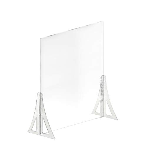 Azar 179776-187 Protective Sneeze Guard for Counter and Desk - Portable Plexiglass Barrier Acrylic Desk Shield Adjustable to Six Heights for Transaction Window. Plastic Shield for Desk (Pack of 2)