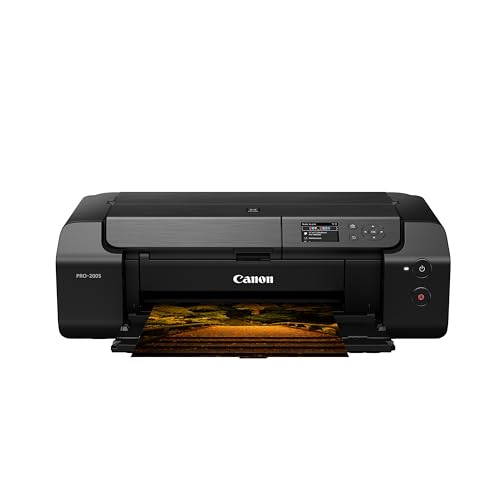 Canon PIXMA PRO-200S Professional 13" Wireless Inkjet Photo Printer, 3" Color LCD, 8-Color Dye Ink, Black