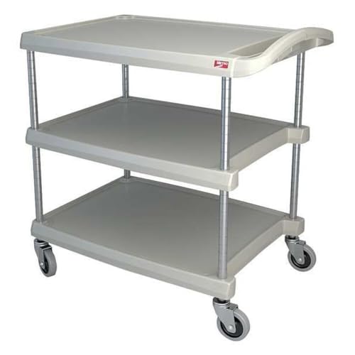 Metro MY2030-34G myCart Series Premium Plastic Utility Cart with 3 Impact Resistant Polymer Shelves, Gray, 23.4" W x 34.4" L x 35.5" H