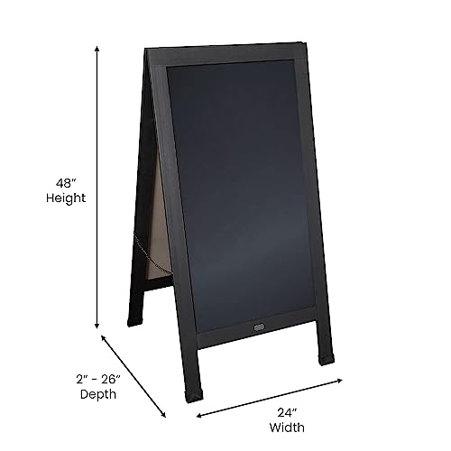 Flash Furniture Magnetic A-Frame Chalkboard Sign, 48" x 24", Black