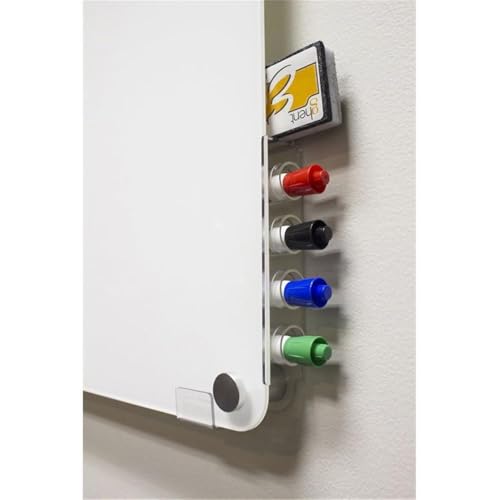 Ghent 4' x 5' Harmony Magnetic Glass Board, Colors - Radius Corners - White - 4 Rare Earth Magnets, 4 Markers & Eraser (HMYRM45WH)