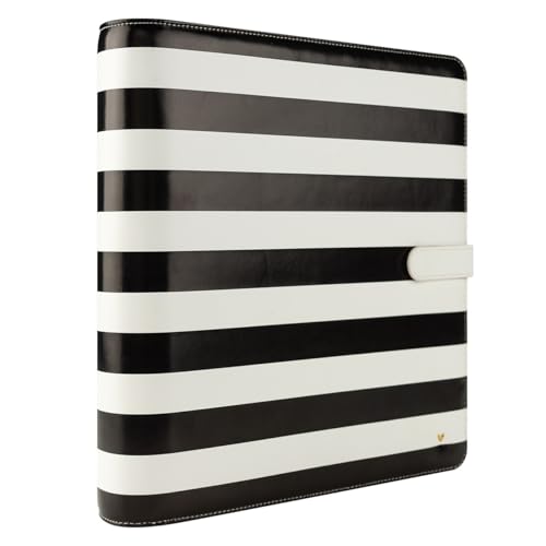 FranklinCovey - Miranda Ring-Bound Binder for FranklinCovey Planners | Simulated Leather - Snap Binder (Monarch, Striped)